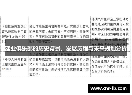 建业俱乐部的历史背景、发展历程与未来规划分析 建业俱乐部的历史背景、发展历程与未来规划分析